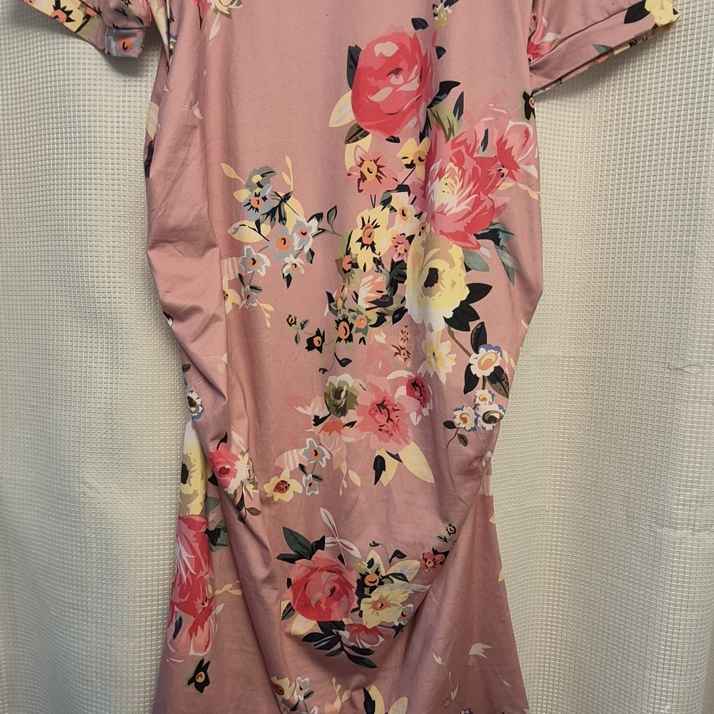 Amazon Maternity Pink Floral Midi Dress